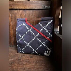 Vintage Japan Air First Class Wood Handle Tote Bag